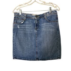 Vintage Lei Women's Blue Denim Skirt Distressed 90s Retro Grunge Rave Party  7